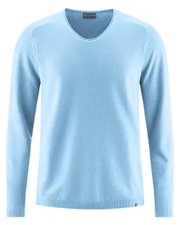 HempAge Hempage Herren vegan Strickpullover Mit V-Ausschnitt Gletscherblau – Produktbild 1 von 1