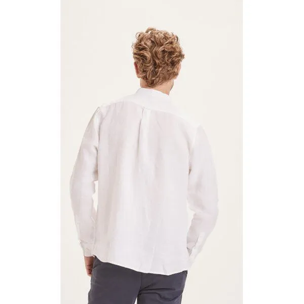 KnowledgeCotton Apparel KnowledgeCotton Apparel Leinenhemd - Custom fit linen stand collar shirt, Weiß (bright white), – Produktbild 2 von 4