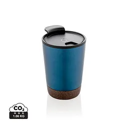 XD Collection XD COLLECTION GRS rPP Edelstahl-Kaffeebecher mit Kork, blau, Blau, – Produktbild 1 von 1