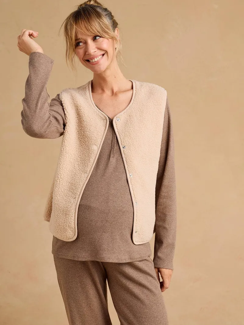 Envie De Fraise 3-teiliges Loungewear-Set für Schwangerschaft & Stillzeit ENVIE DE FRAISE, Taupe, – Produktbild 3 von 4