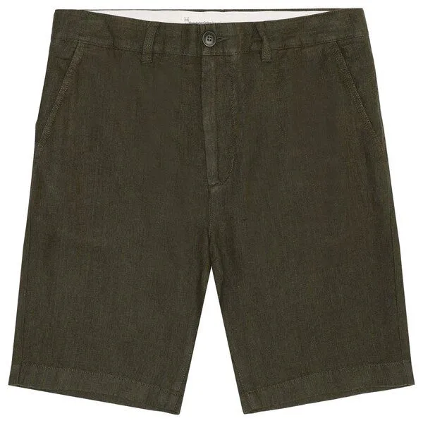 KnowledgeCotton Apparel KnowledgeCotton Apparel Leinen-Shorts CHUCK, Burned olive, – Produktbild 1 von 4