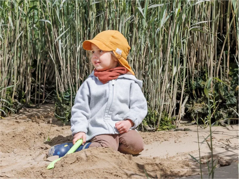 Pickapooh Pickapooh Kinder Mütze mit Nackenschutz Musselin sunflower Gr.50, Gelb, – Produktbild 2 von 2