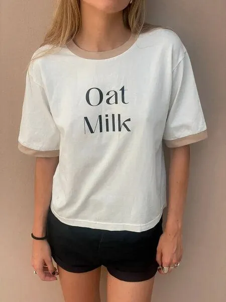 New Orchard New Orchard Vegan T-shirt 100% Baumwolle, Beige und weiß, – Produktbild 3 von 3