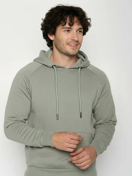 GreenBomb GREENBOMB Basic Trek - Hoodie aus Bio-Baumwolle mit Raglan-Arm / GOTS / Fair & Vegan, Grau (moos mint), – Produktbild 2 von 4
