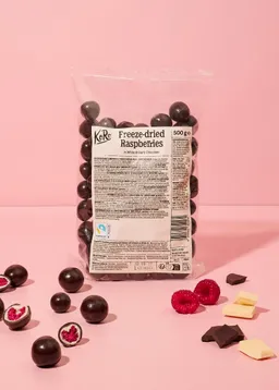KoRo Gefriergetrocknete Himbeeren in weißer und dunkler Schokolade | 500 g – Produktbild 1 von 1