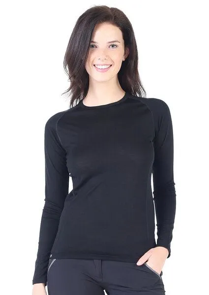 Woolona Woolona Langarmshirt - KONA - 100% Merinowolle, Schwarz, – Produktbild 2 von 4