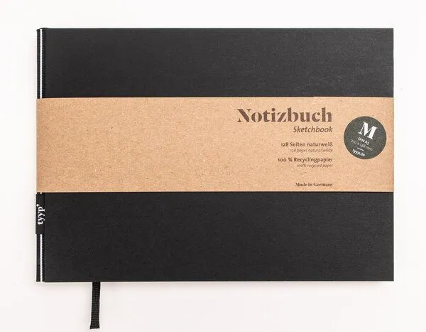 tyyp Skizzenbuch A5 schwarz querformat - perforiert - 100% Recyclingpapier - BerlinBook by tyyp, Rot, – Produktbild 2 von 4