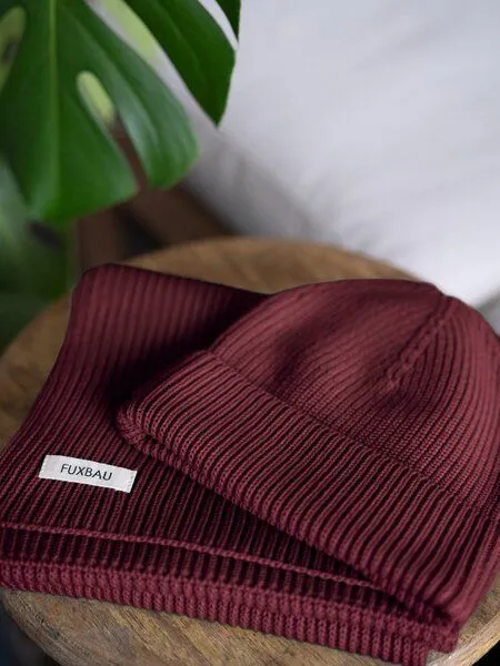 FUXBAU FUXBAU 4Seasons Strickschal, Bordeaux, – Produktbild 3 von 4