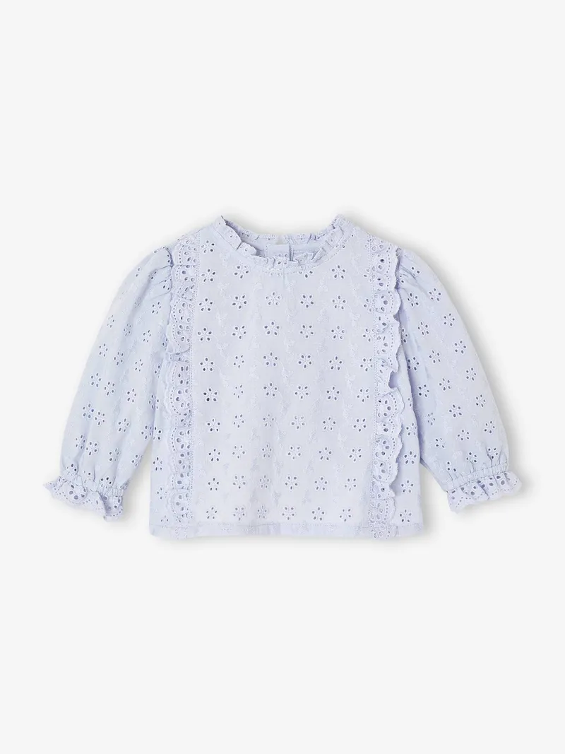 Vertbaudet Mädchen Baby Volantbluse, Himmelblau, – Produktbild 1 von 4