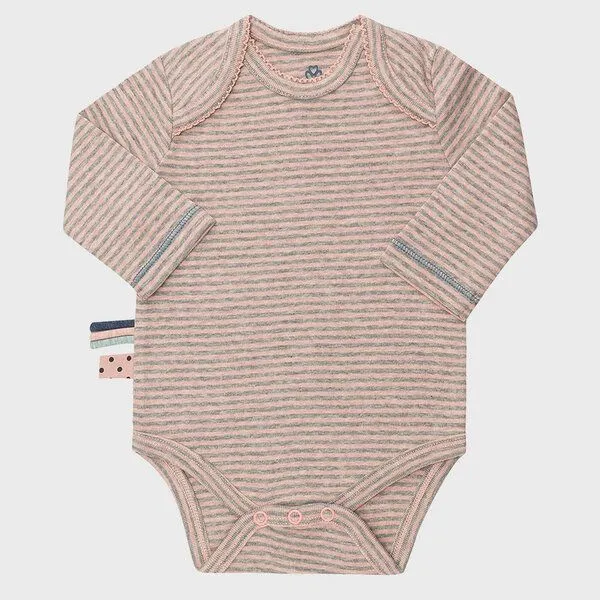 OrganicEra Baby Langarm Bodysuit, gestreift 'OrganicEra' aus Bio Baumwolle, Rose melange (rose), – Produktbild 1 von 3