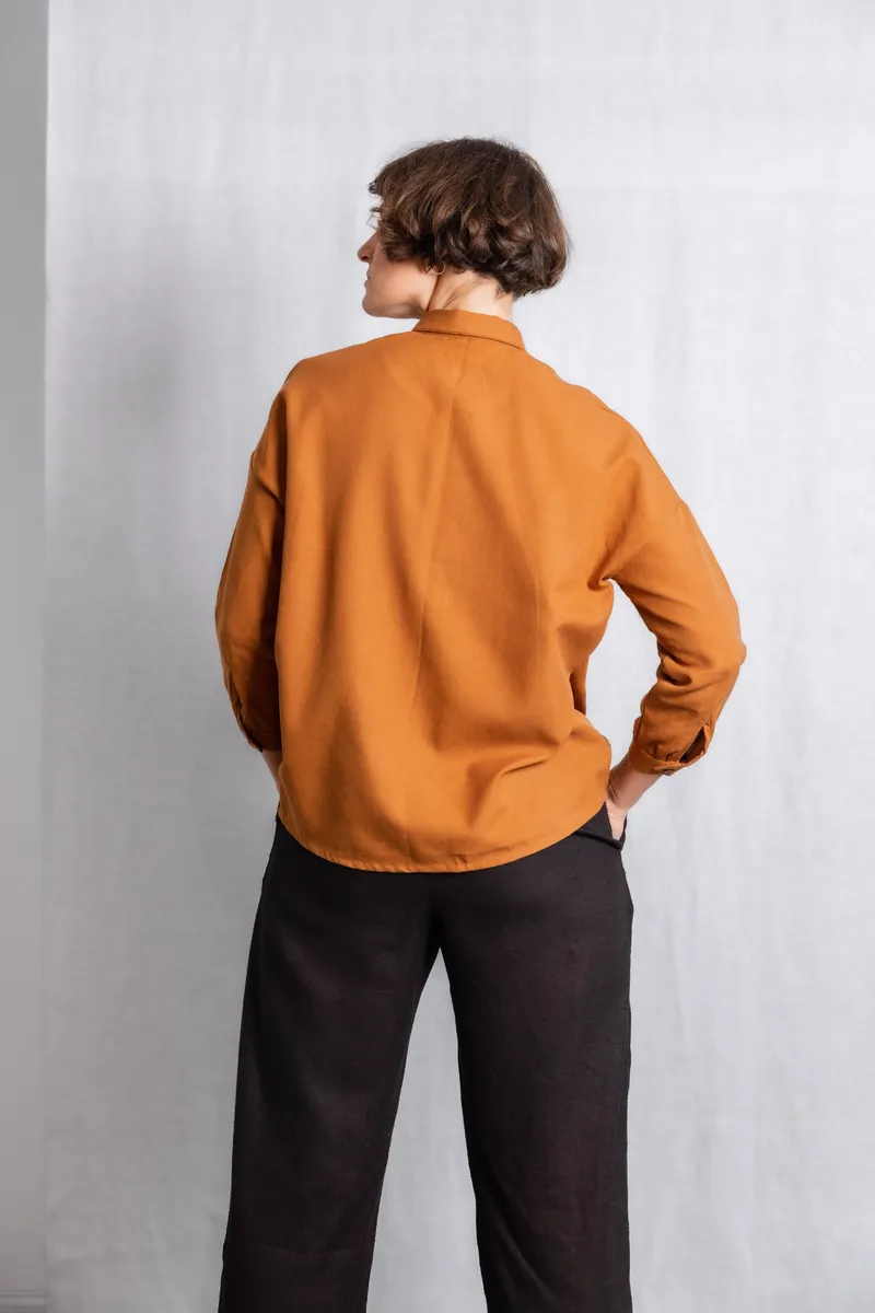 Jyoti - Fair Works Jyoti - Fair Works Damen vegan Bluse Mayank Haselnuss, Dunkelorange, – Produktbild 2 von 2