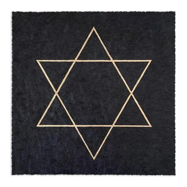 Veskor Cassiopeia Veskor Cassiopeia HEXAGRAMM {6/2} | Goldener Heilige Geometrie Stern Linoldruck | 22 × 22 cm, Weiss, – Produktbild 2 von 4