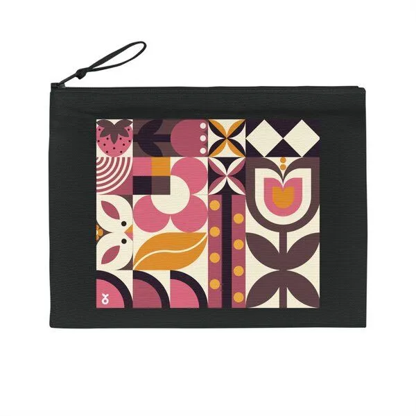 PepMelon Frühling Bauhaus Federtasche kleine Tasche Recycelte Baumwolle und Polyester, Schwarz, – Produktbild 1 von 3