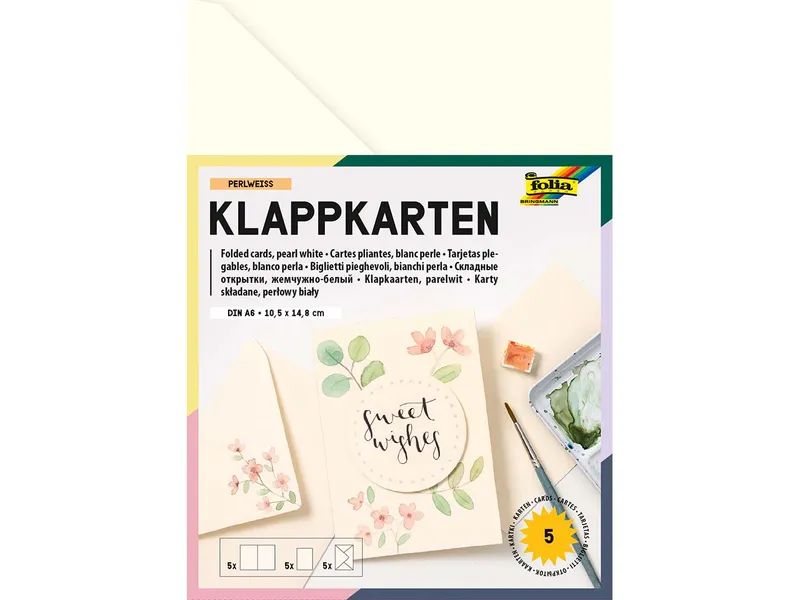 folia folia Klappkarten 220g/m², 10,5x15cm, perlweiß – Produktbild 1 von 1