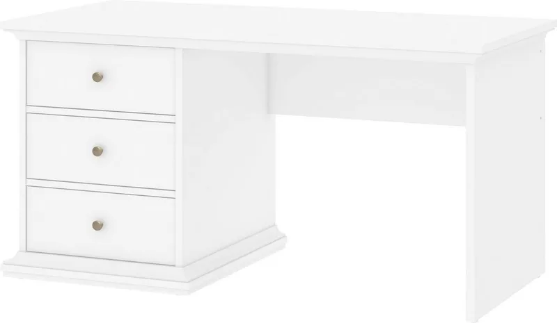 Home affaire Schreibtisch Paris, erstrahlt in schöner Holzoptik, Breite 130 cm, Weiß, – Produktbild 1 von 4