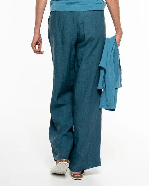 Alma & Lovis Alma & Lovis Legere Marlenehose aus reinem Leinen | Leinen Marlene, Sea (blau-petrol), – Produktbild 3 von 4