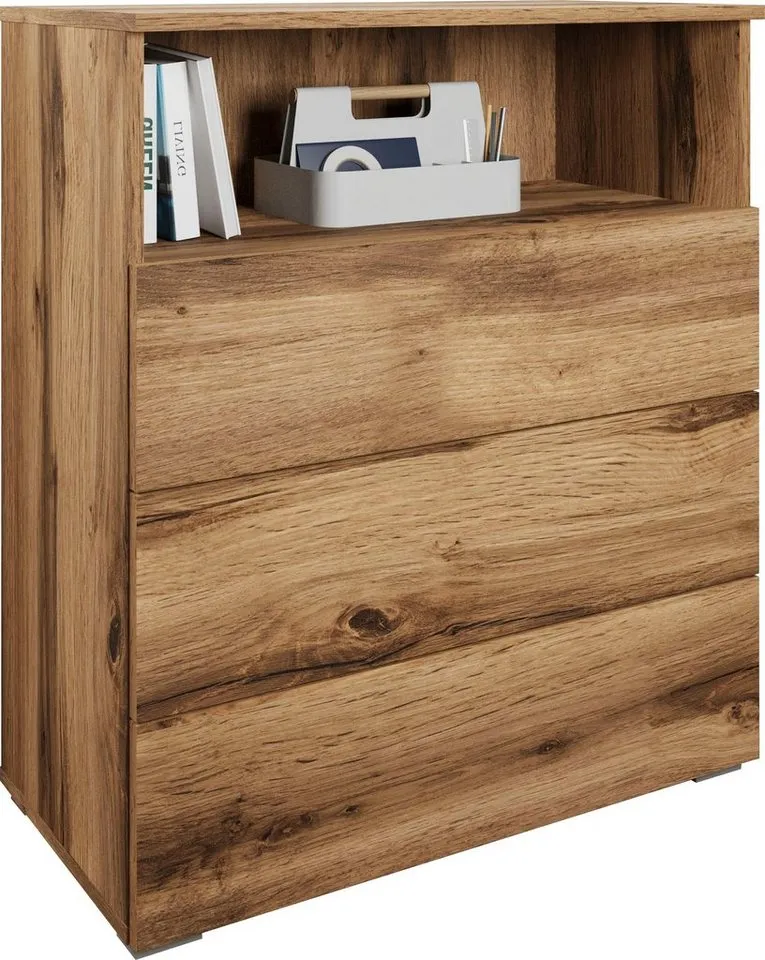 OTTO home Kommode Paris, mit 3 Schubkästen (Breite 70 cm), Braun, – Produktbild 2 von 5
