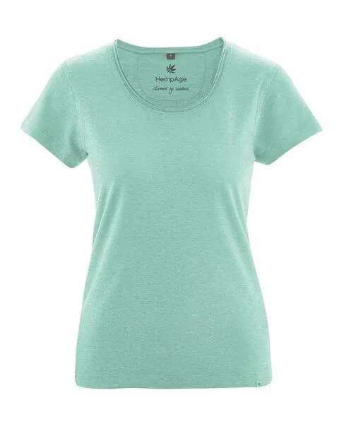 HempAge HempAge Damen T-Shirt mit Rollsaum Hanf/Bio-Baumwolle, Sage, – Produktbild 1 von 4