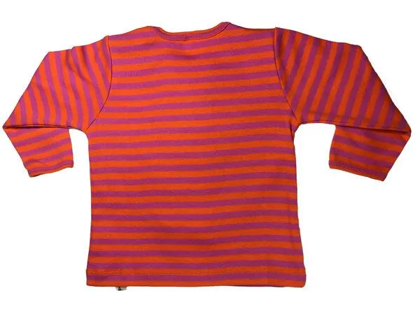 Pat und Patty Pat und Patty Gestreiftes Kinder Langarmshirt aus Bio-Baumwolle „Alpaka“ orange/pink ALP-7 – Produktbild 3 von 4