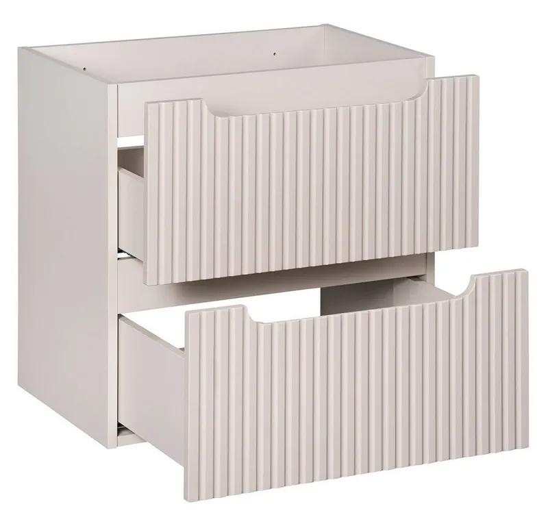 Lomadox Unterschrank NEWPORT-56-CASHMERE Waschtischunterschrank, kaschmir mit gerillter Front, ca. 60/57/39cm, Beige|weiß, – Produktbild 1 von 5