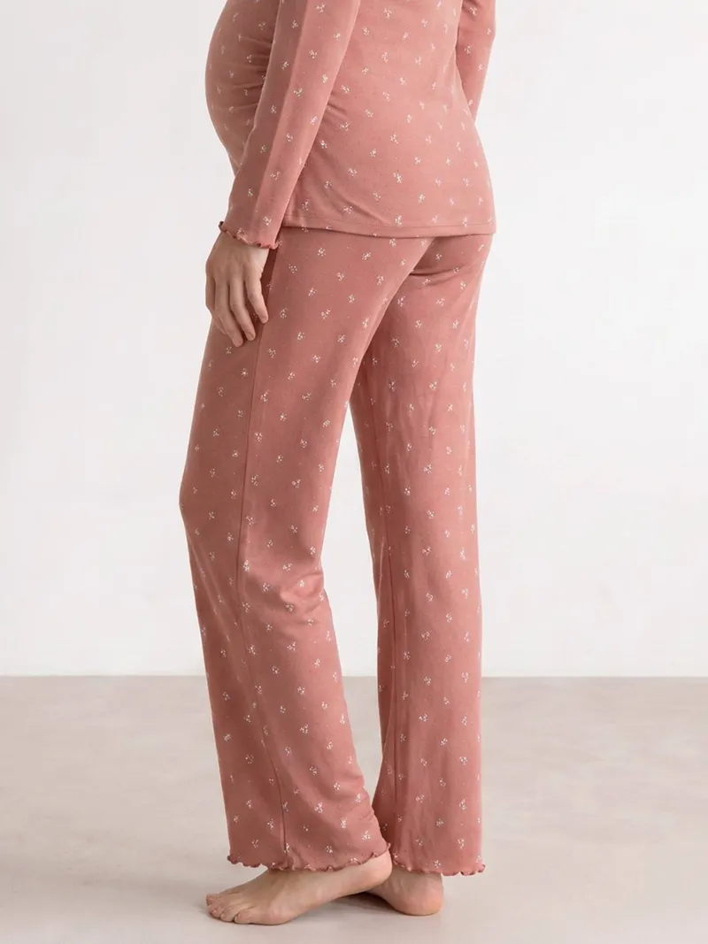 Vertbaudet Vertbaudet Umstands-Schlafanzug aus Shirt & Hose, Rosenholz, – Produktbild 3 von 4