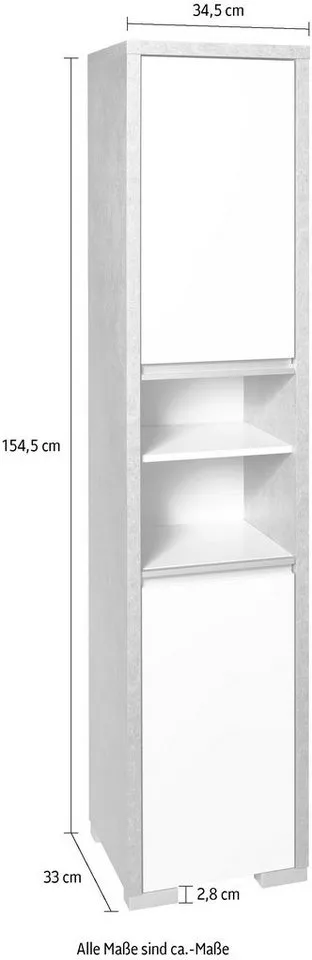 Schildmeyer Hochschrank Bello, Hochschrank, Made in Germany, B: 34,5 cm Solide Verarbeitung - Dieses Produkt ist in Deutschland gefertigt, Grau, – Produktbild 3 von 4