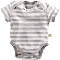 HANS NATUR Baby Body Kurzarm Bio Baumwolle grau-off white Gr.86/92 – Produktbild 1 von 1
