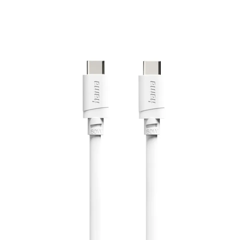 Hama Hama Ladekabel, USB-C - USB-C, 60 W, 2 m, Weiß, – Produktbild 1 von 4