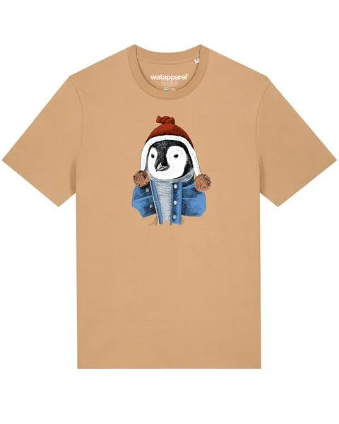 watapparel watapparel T-Shirt Unisex Pinguin, Latte, – Produktbild 1 von 4