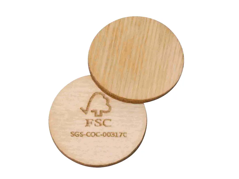 Einkaufswagen-Chip 'Green Coin' mit gelasertem FSC-Logo, FSC-zertifiziert – Produktbild 1 von 1