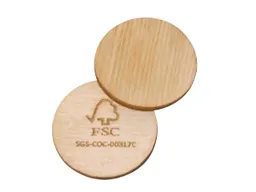 Einkaufswagen-Chip 'Green Coin' mit gelasertem FSC-Logo, FSC-zertifiziert – Produktbild 1 von 1