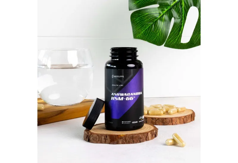 Neosupps Ashwagandha KSM-66, 100% Wurzelextrakt mit 5% Withanoliden, 90 Kapseln, Unterstützt Blutzuckerspiegel, Energie & mentale Klarheit – Produktbild 3 von 5