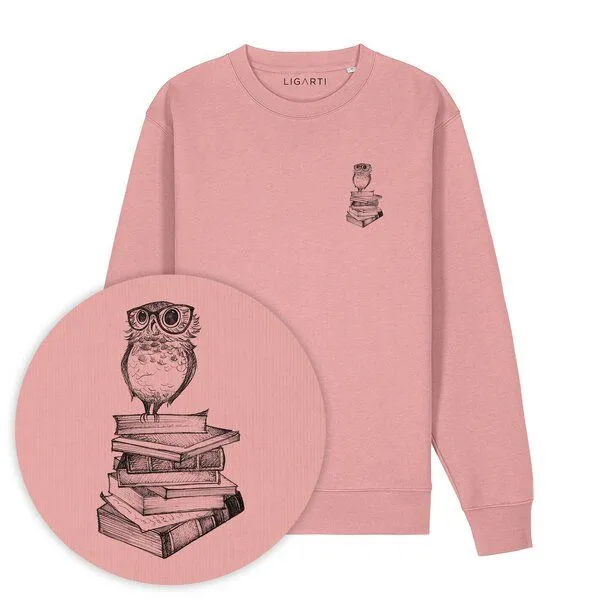 LIGARTI Pullover – Büchereule – LIGARTI Tiermanufaktur, Altrosa, – Produktbild 1 von 2