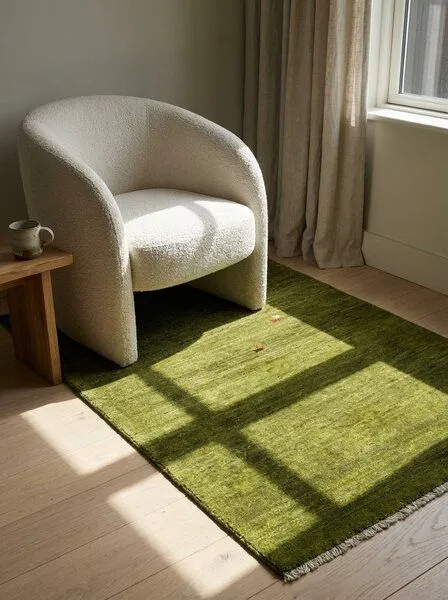 Rugtales Gabbeh Grün „Rugtales“ aus Schurwolle, 84x120 cm, Grün, – Produktbild 1 von 4