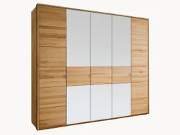 Drehtüren-Kleiderschrank "Bellavista" | 3-türig | Kernbuche | 60er-Raster | Weißglas/Holz – Produktbild 1 von 1