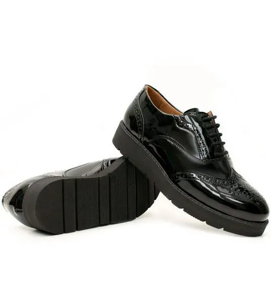 Will's Vegan Shop Will's Vegan Shop Flatform Brogues aus veganem, italienischen Leder, Schwarz, – Produktbild 4 von 4