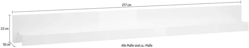 Home affaire Wandboard Carat, modernes Wandregal, Wandhalter mit Ablagefach, 217 cm breit, vielseitig einsetzbares Hängeregal, in Weiß Hochglanz, Weiß, – Produktbild 5 von 5