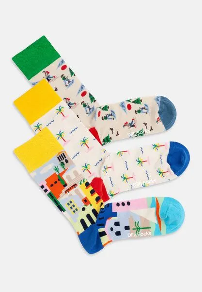 DillySocks DillySocks Socken „Vacation Mode On“, Gelb blau weiss beige, – Produktbild 3 von 4