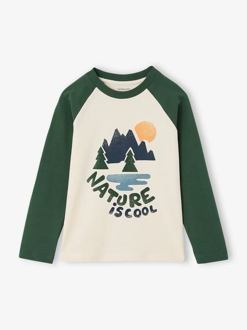 Vertbaudet Shirt mit langen Raglanärmeln Jungen, Grün, – Produktbild 1 von 2
