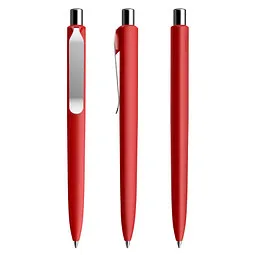 prodir prodir® Druckkugelschreiber DS8 Soft Touch PSR Push, blaue Mine, dunkelrot/silber poliert, Silber / dunkelrot, – Produktbild 1 von 1