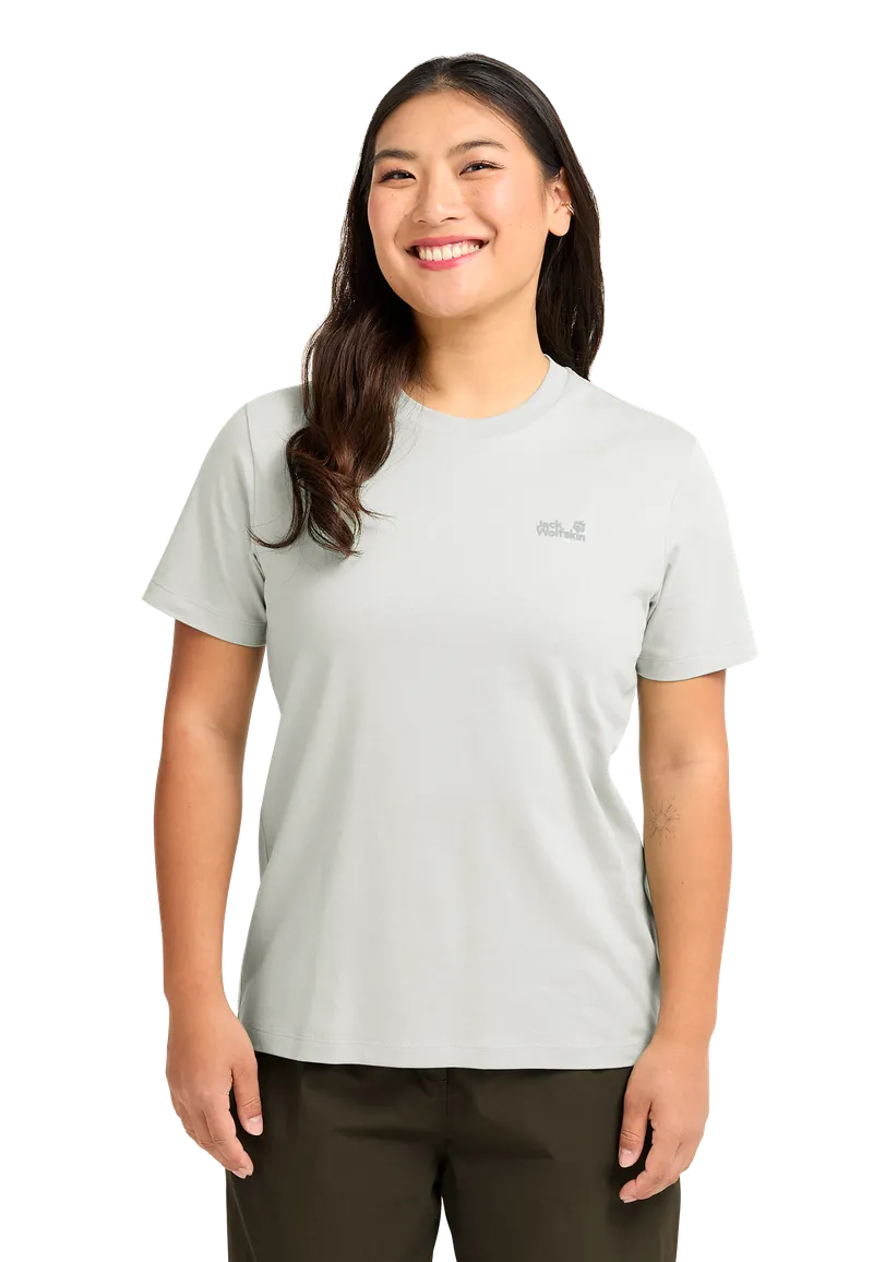 Jack Wolfskin Jack Wolfskin Essential T-shirt Women T-Shirt aus Bio-Baumwolle Damen XL grey, Stark white, – Produktbild 1 von 2