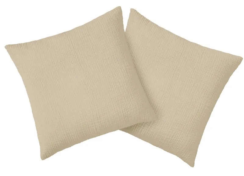 OTTO home Kissenbezug Bailee, 2er-Set, Kuschelige Musselin Qualität, Uni-Style, (2 Stück), 50x50 cm, Hotelverschluß, 100% atmungsaktive Buamwolle, Beige, – Produktbild 2 von 3