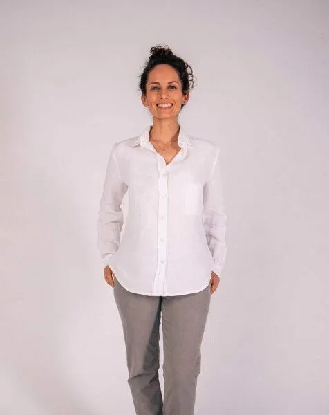 Aatise Aatise Hemdbluse aus 100% Leinen langarm Zalabis made in France, Weiß, – Produktbild 1 von 4
