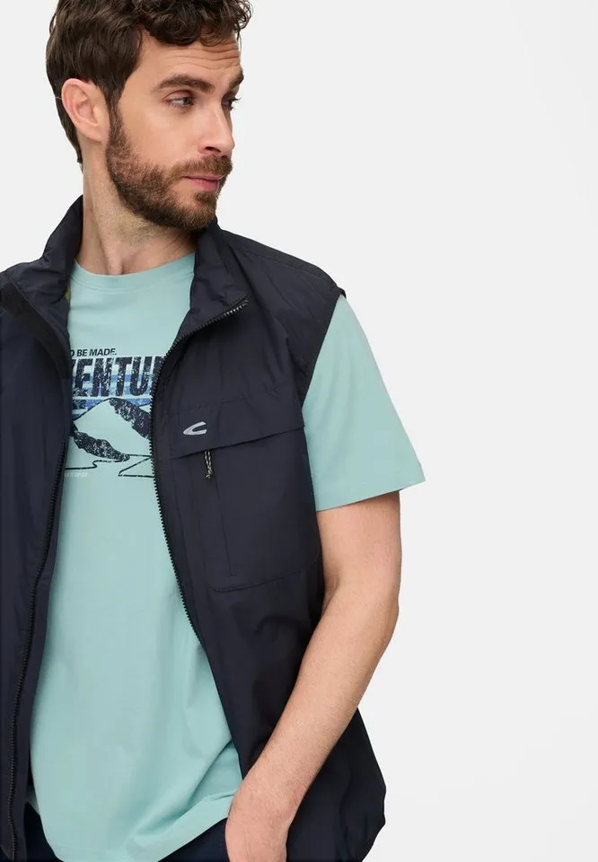 camel active camel active Print-Shirt mit Print Kurzarm, Blau|grün, – Produktbild 4 von 5