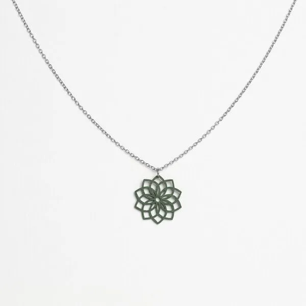 feinformart feinformart Kette mit Holzanhänger 'Mandala', Moosgrün (grün), – Produktbild 2 von 5