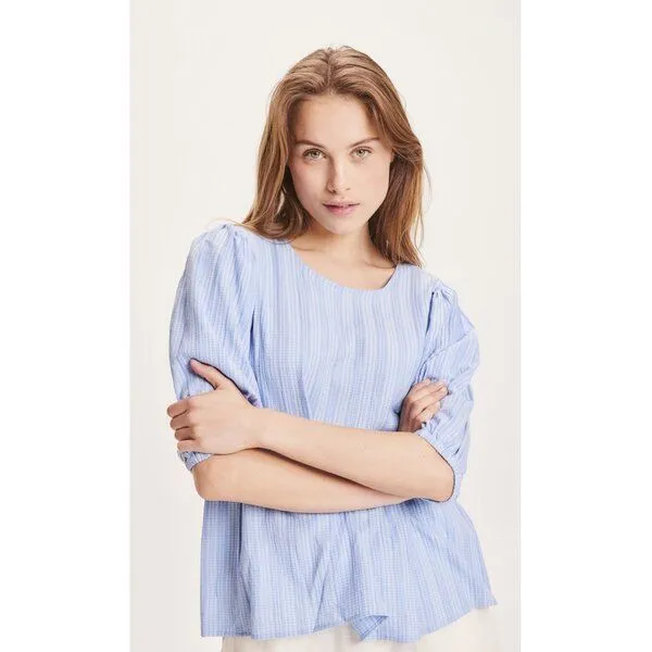 KnowledgeCotton Apparel KnowledgeCotton Apparel Bluse LILY aus Tencel und Bio-Baumwolle, Blau (chambray blue), – Produktbild 3 von 3