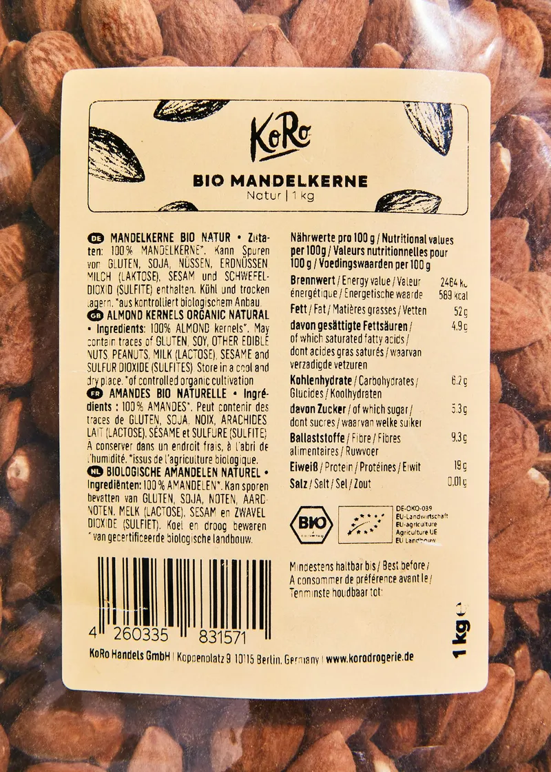 KoRo Bio Mandelkerne 1 kg – Produktbild 3 von 5