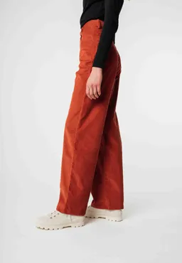 MELA MELA Damen vegan Hose Weites Bein Kord Oorja Ziegelrot – Produktbild 1 von 1
