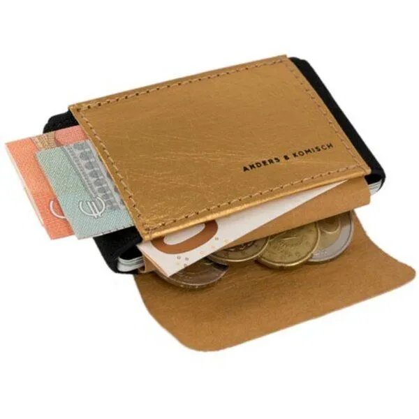 ANDERS & KOMISCH ANDERS & KOMISCH Kleines Portemonnaie mit RFID Schutz - A&K MINI Slim Wallet, Gold, – Produktbild 3 von 5
