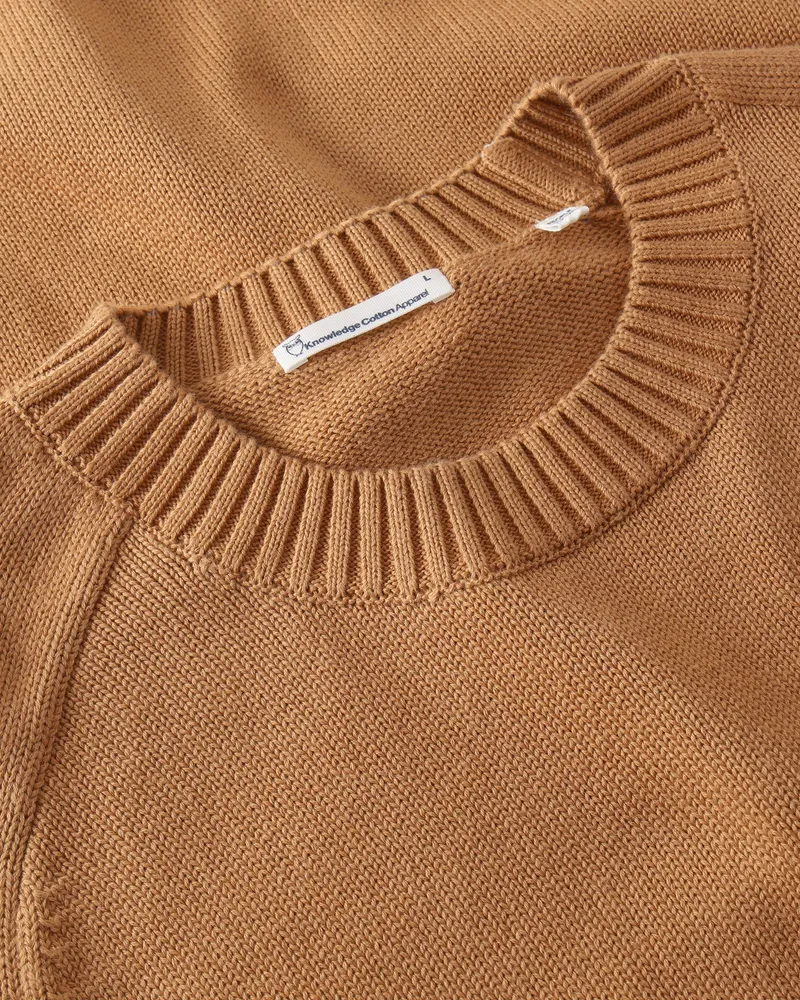 KnowledgeCotton Apparel KnowledgeCotton Apparel Herren vegan Strickpullover Einfarbig Rundhalsausschnitt Löwenmuster Braun, Braun, – Produktbild 2 von 2